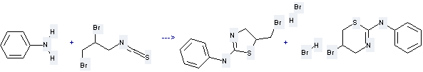 Propane,1,2-dibromo-3-isothiocyanato- can be used to produce (5-bromomethyl-4,5-dihydro-thiazol-2-yl)-phenyl-amine; hydrobromide and 2-anilino-5-bromo-5,6-dihydro-4H-1,3-thiazine hydrorobromide